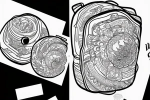 Single line roll top backpack tattoo idea