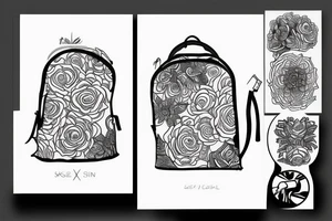 Single line rolltop backpack tattoo idea