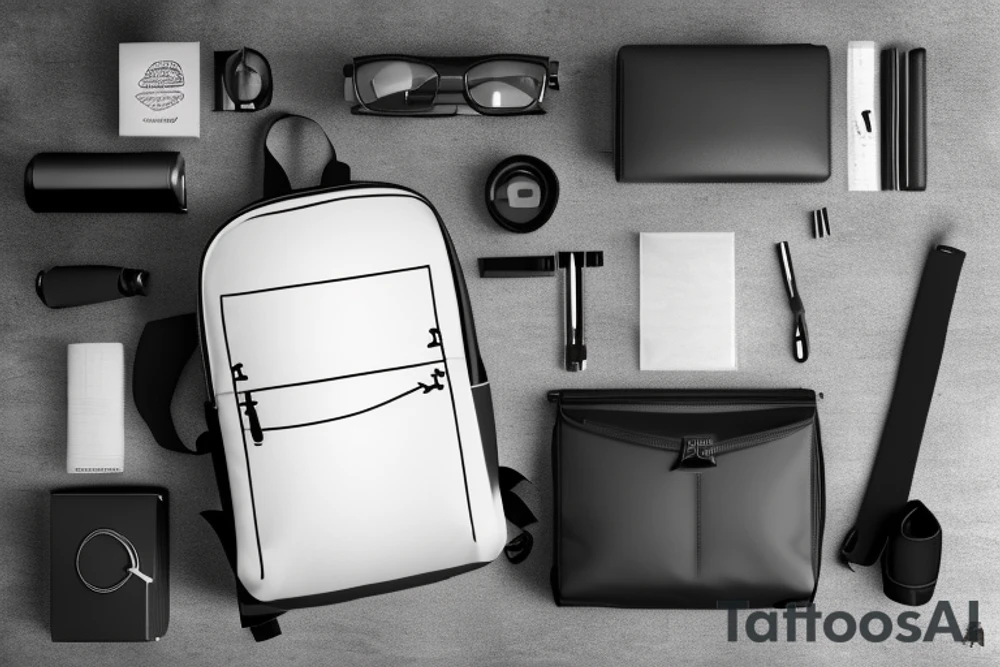 Single line rolltop backpack tattoo idea