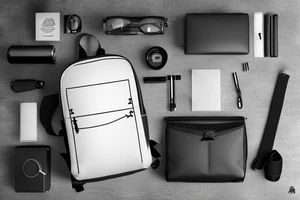 Single line rolltop backpack tattoo idea