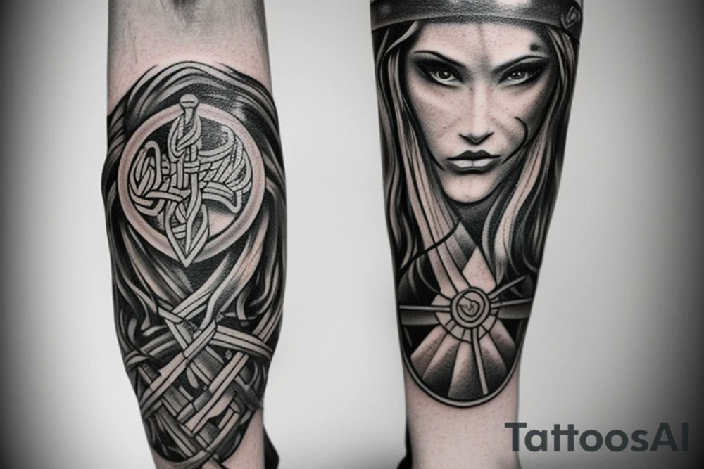 Pray hands clouds Vikings pagan Christian tattoo idea