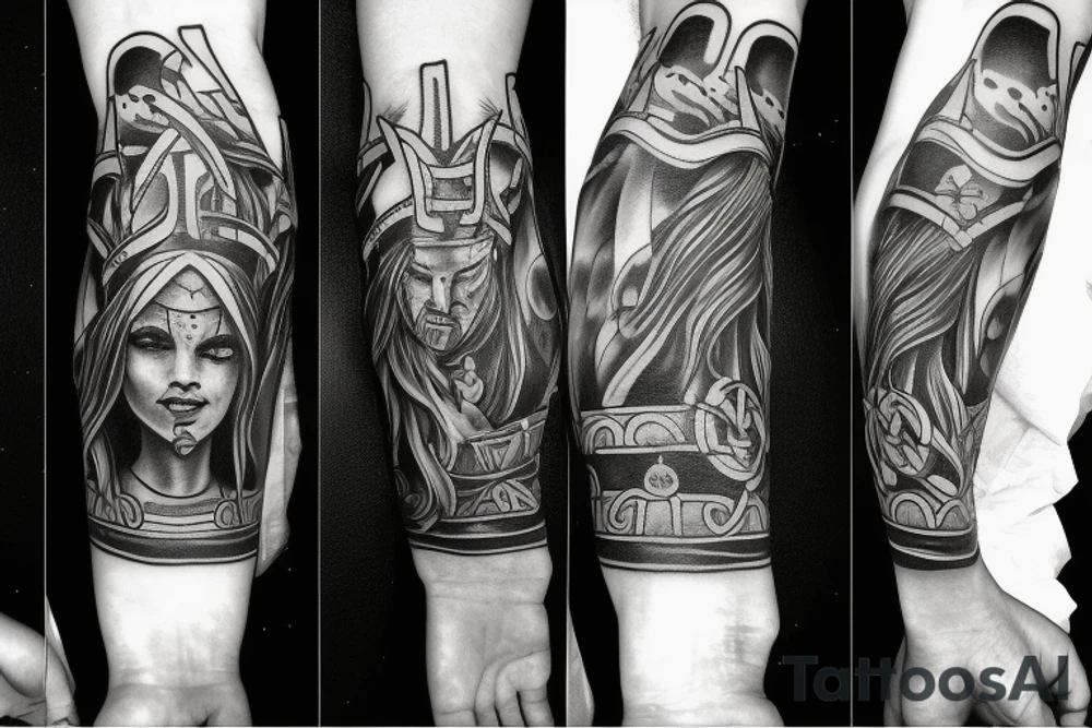 Pray hands clouds Vikings pagan Christian tattoo idea