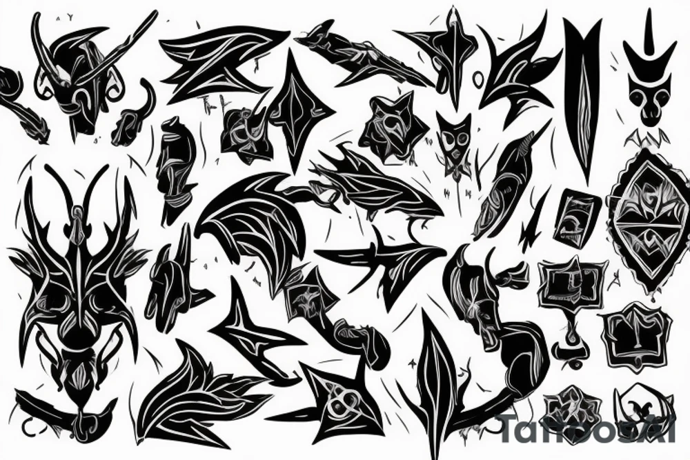 small details, sharp ends, thin lines,
Gothic tattoo idea