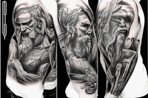 Vikings, pagan vs Christian arm sleave tattoo idea