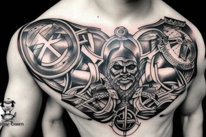 Vikings, pagan vs Christian arm sleave tattoo idea