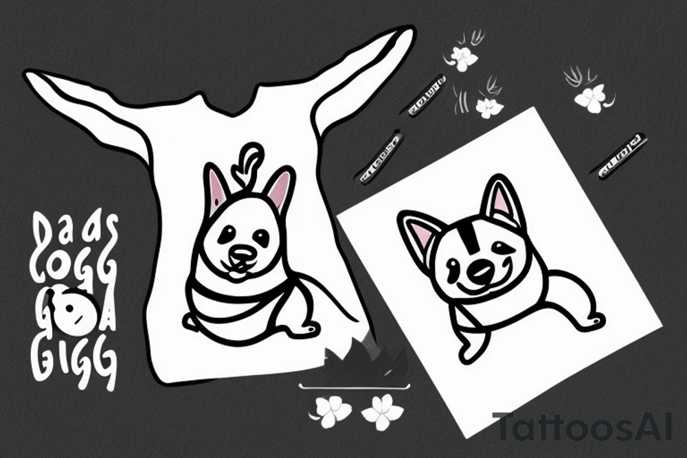 Smiling corgi doing yoga tattoo idea