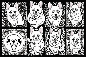 Smiling corgi doing yoga tattoo idea