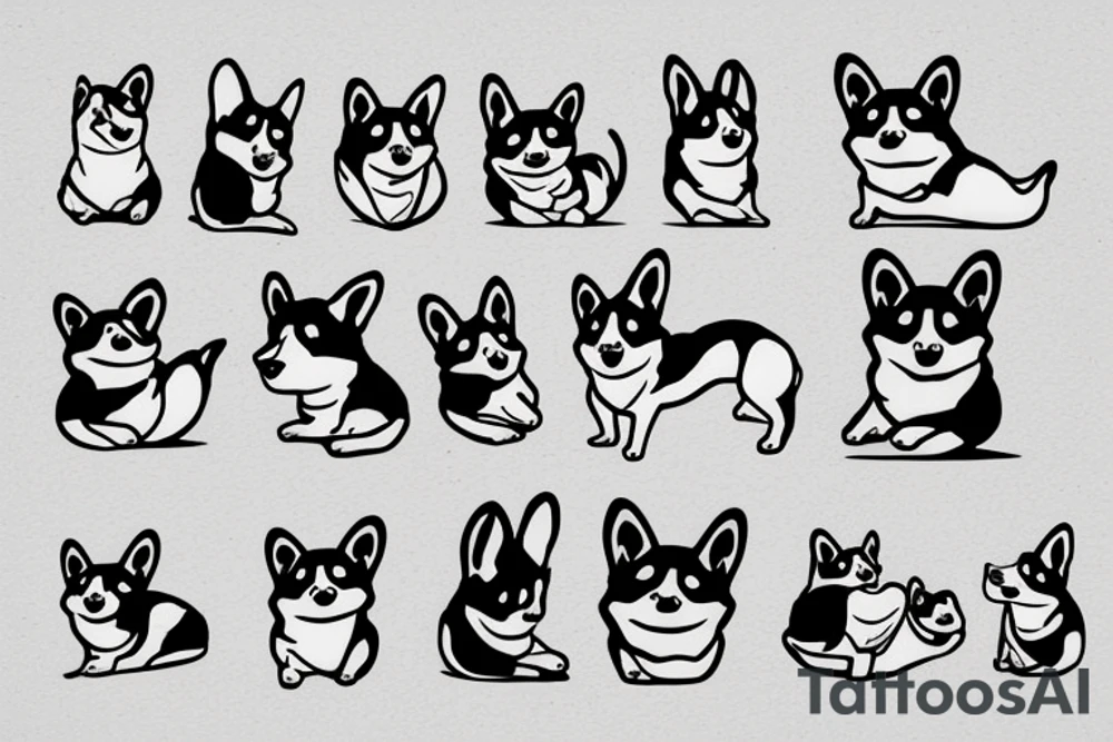 Smiling corgi doing yoga tattoo idea