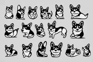 Smiling corgi doing yoga tattoo idea