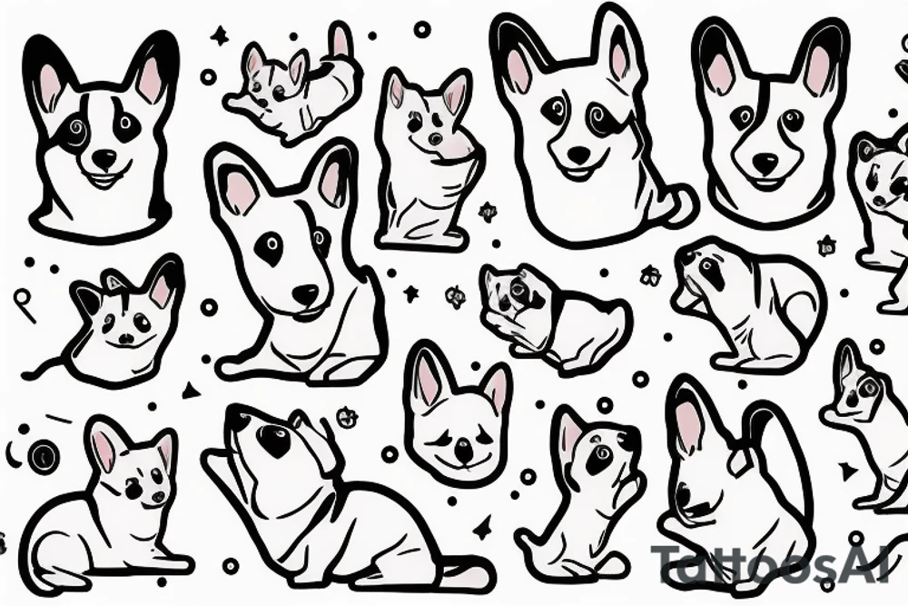Smiling corgi doing yoga tattoo idea