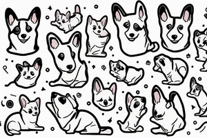 Smiling corgi doing yoga tattoo idea