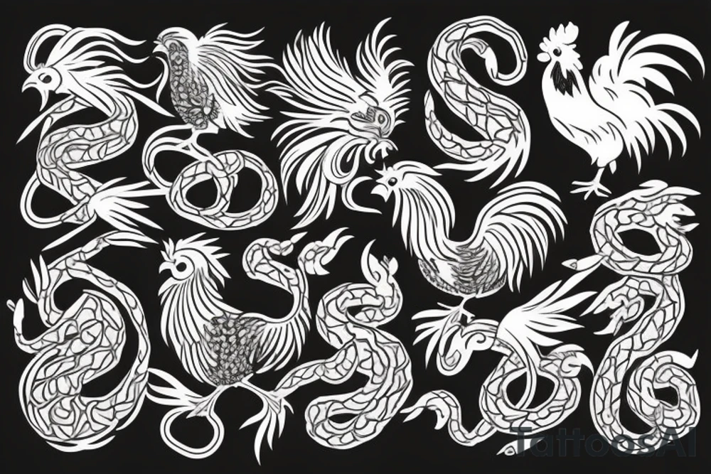 Rooster fighting a snake tattoo idea