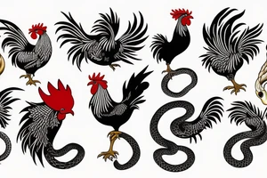 Rooster fighting a snake tattoo idea