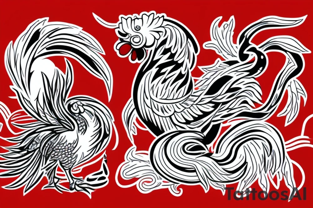 Rooster fighting a snake tattoo idea
