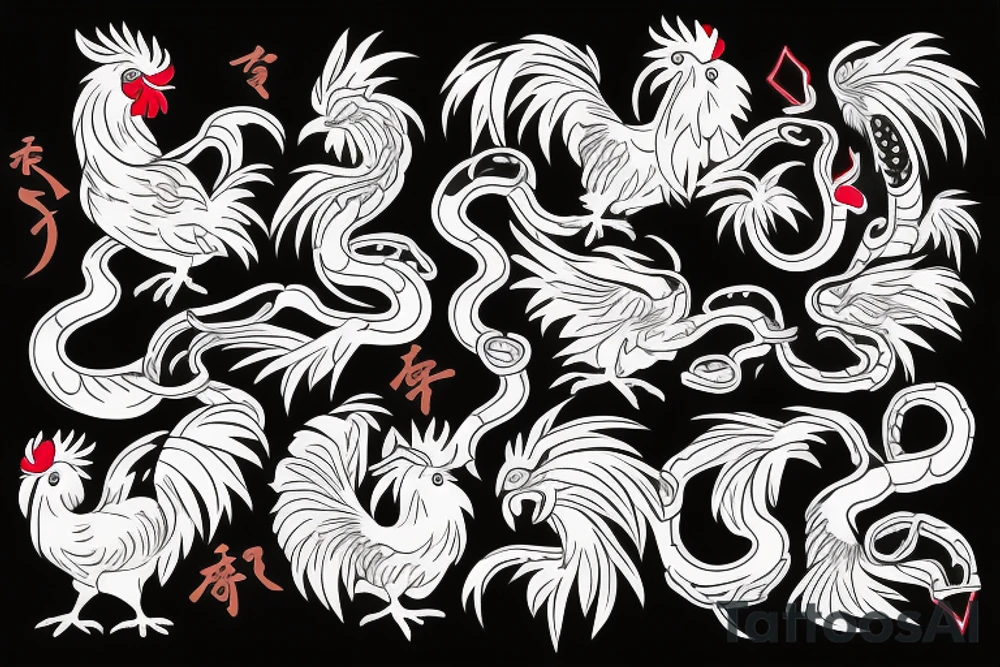 Rooster fighting a snake tattoo idea