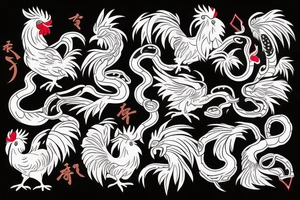 Rooster fighting a snake tattoo idea