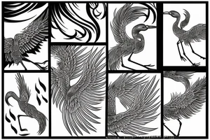 Crane with phoenix tattoo idea