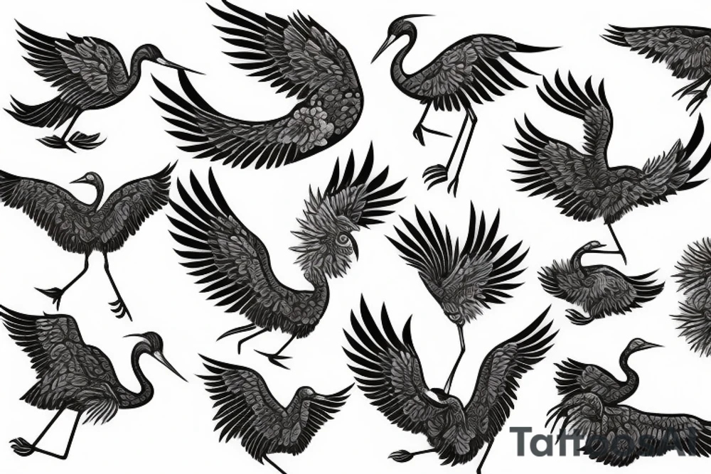 Crane with phoenix tattoo idea