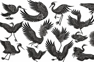 Crane with phoenix tattoo idea