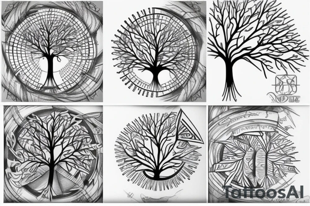 DNA tree geometric tattoo idea