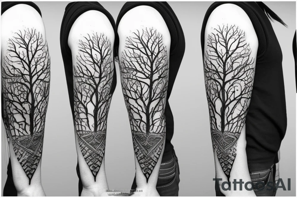DNA tree geometric tattoo idea