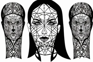 DNA tree geometric face tattoo idea