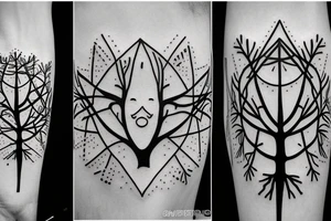 DNA tree geometric face tattoo idea