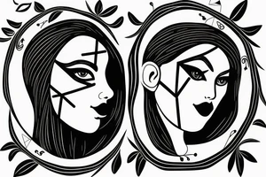 DNA tree geometric face tattoo idea