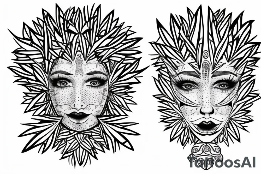 DNA tree geometric face tattoo idea