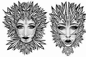 DNA tree geometric face tattoo idea