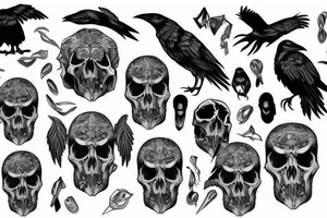 Raven skull tattoo idea