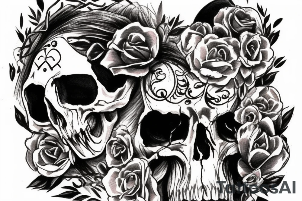 Raven skull tattoo idea