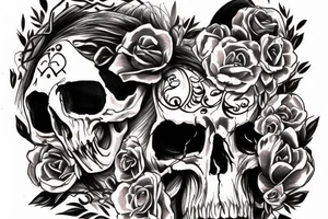 Raven skull tattoo idea