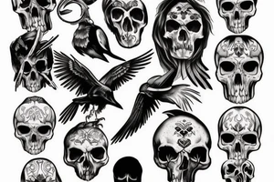 Raven skull tattoo idea