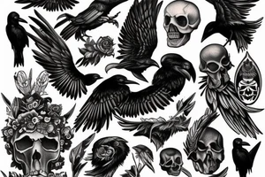 Raven skull tattoo idea