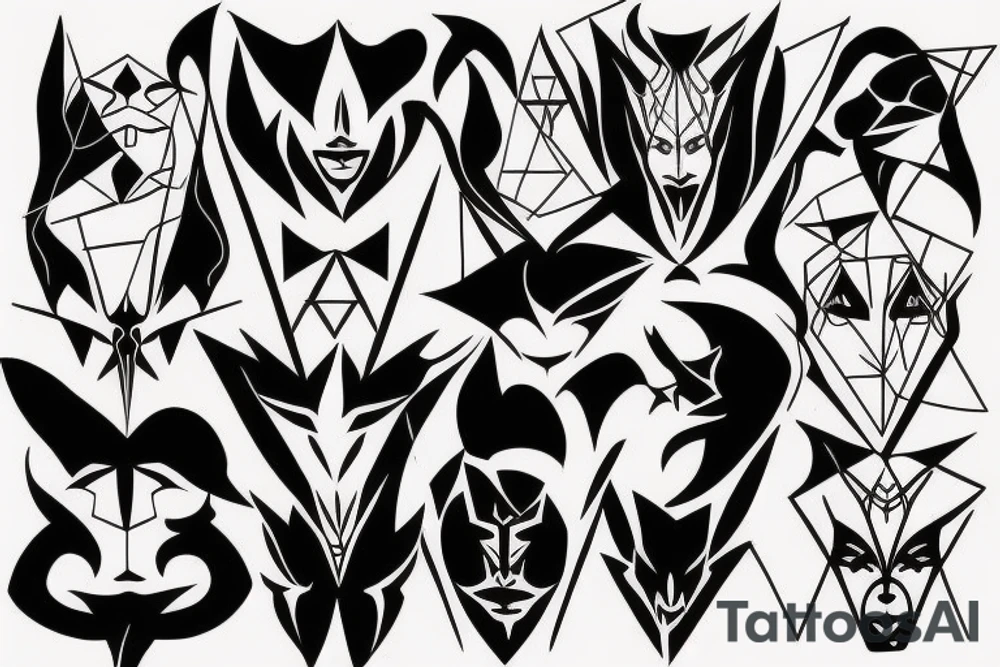 half demon half angel face tattoo idea
