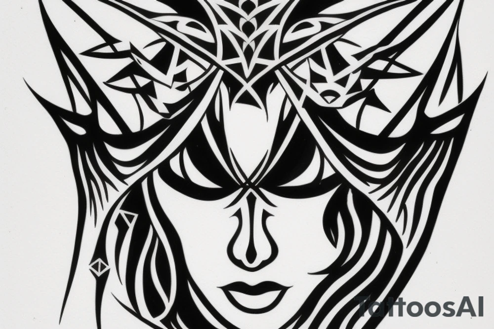 half demon half angel face tattoo idea