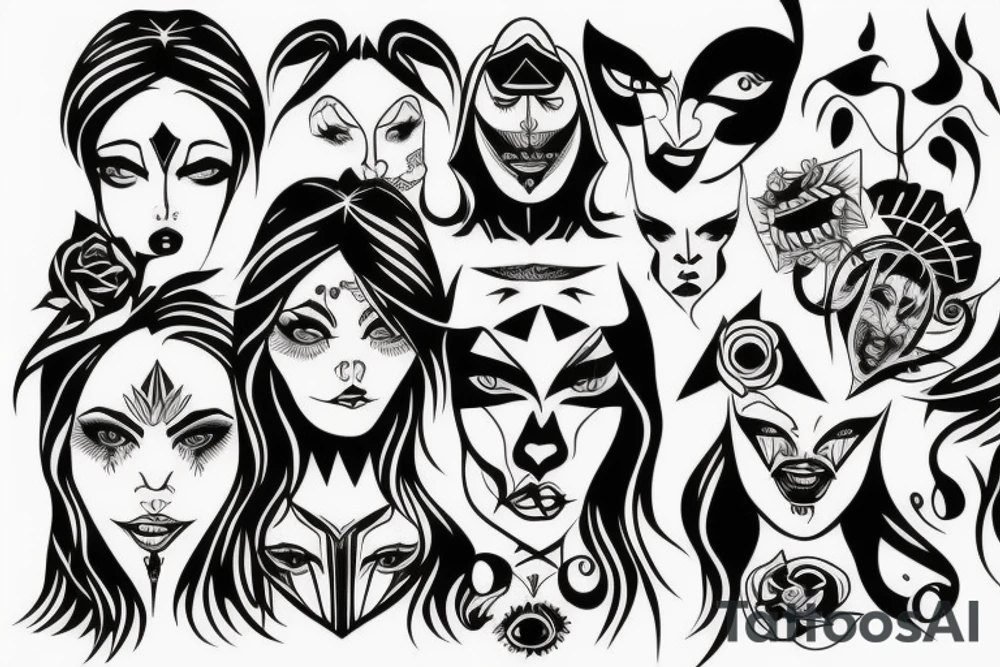 face with one half-demon and one half angel tattoo idea