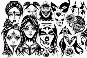 face with one half-demon and one half angel tattoo idea