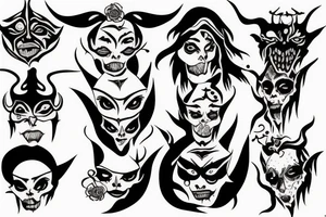 face with one half-demon and one half angel tattoo idea