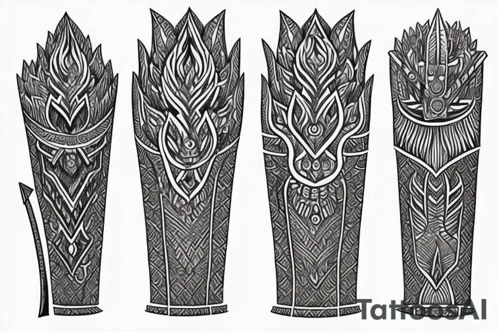 Flaming sword Indian geometric tattoo idea