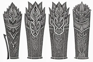 Flaming sword Indian geometric tattoo idea