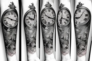Grandfather clock with three white doves tattoo idea