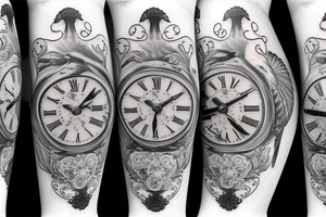 Grandfather clock with three white doves tattoo idea