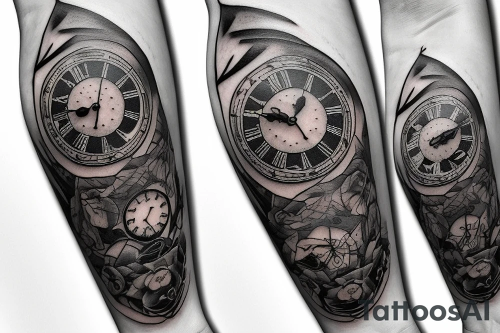 Grandfather clock with three white doves night sky tattoo idea