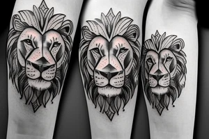 Lion with woman’s face in middle tattoo idea