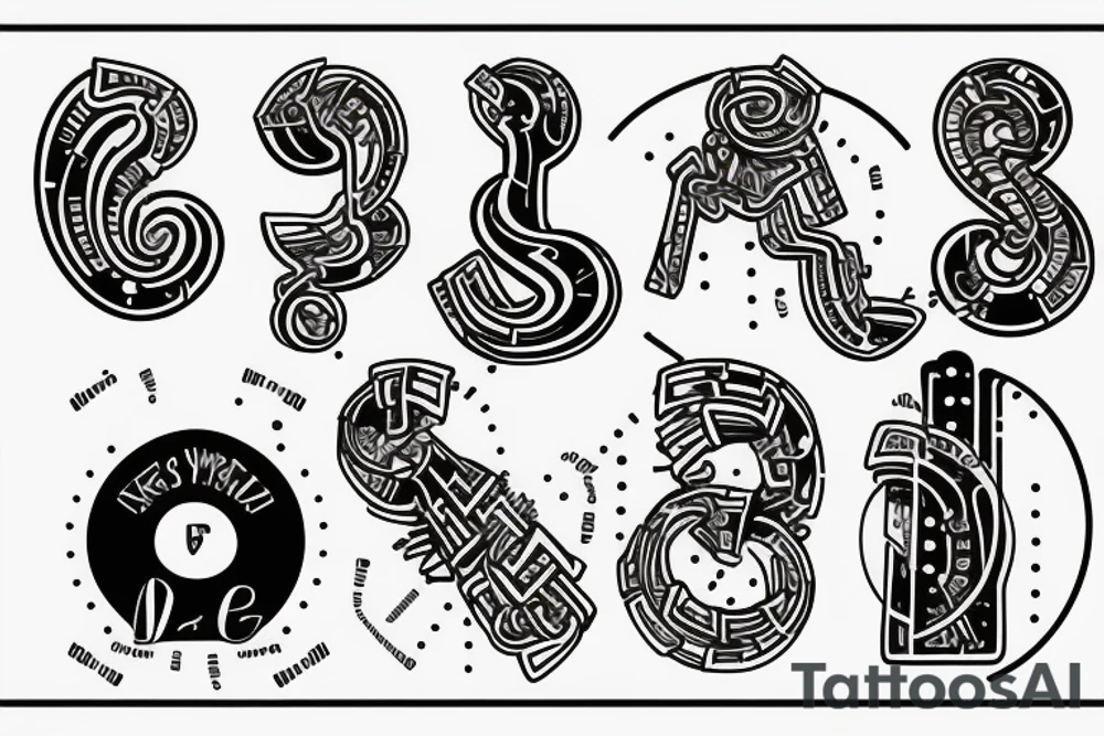 morse code of 1, 2, 3 and 5 tattoo idea