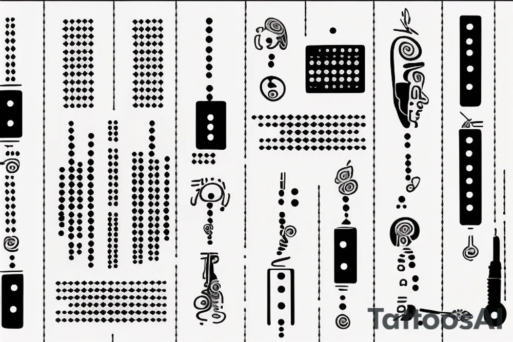 morse code of 1, 2, 3 and 5 tattoo idea