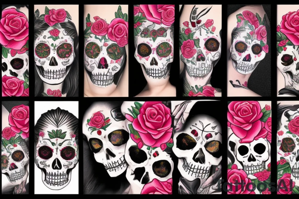 Catrina surrounded by roses tattoo idea