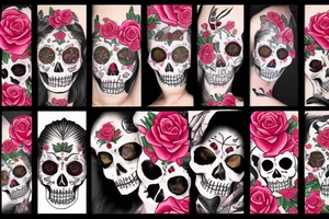 Catrina surrounded by roses tattoo idea
